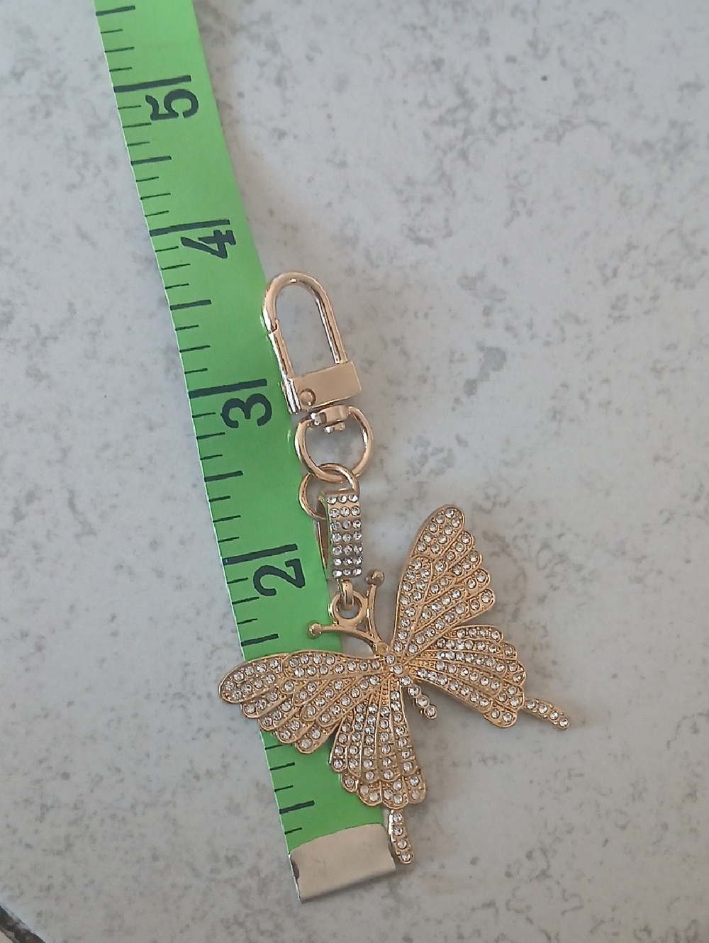 Gold Butterfly Keychain /Charm with Crystal Accents - Picture 2 of 3